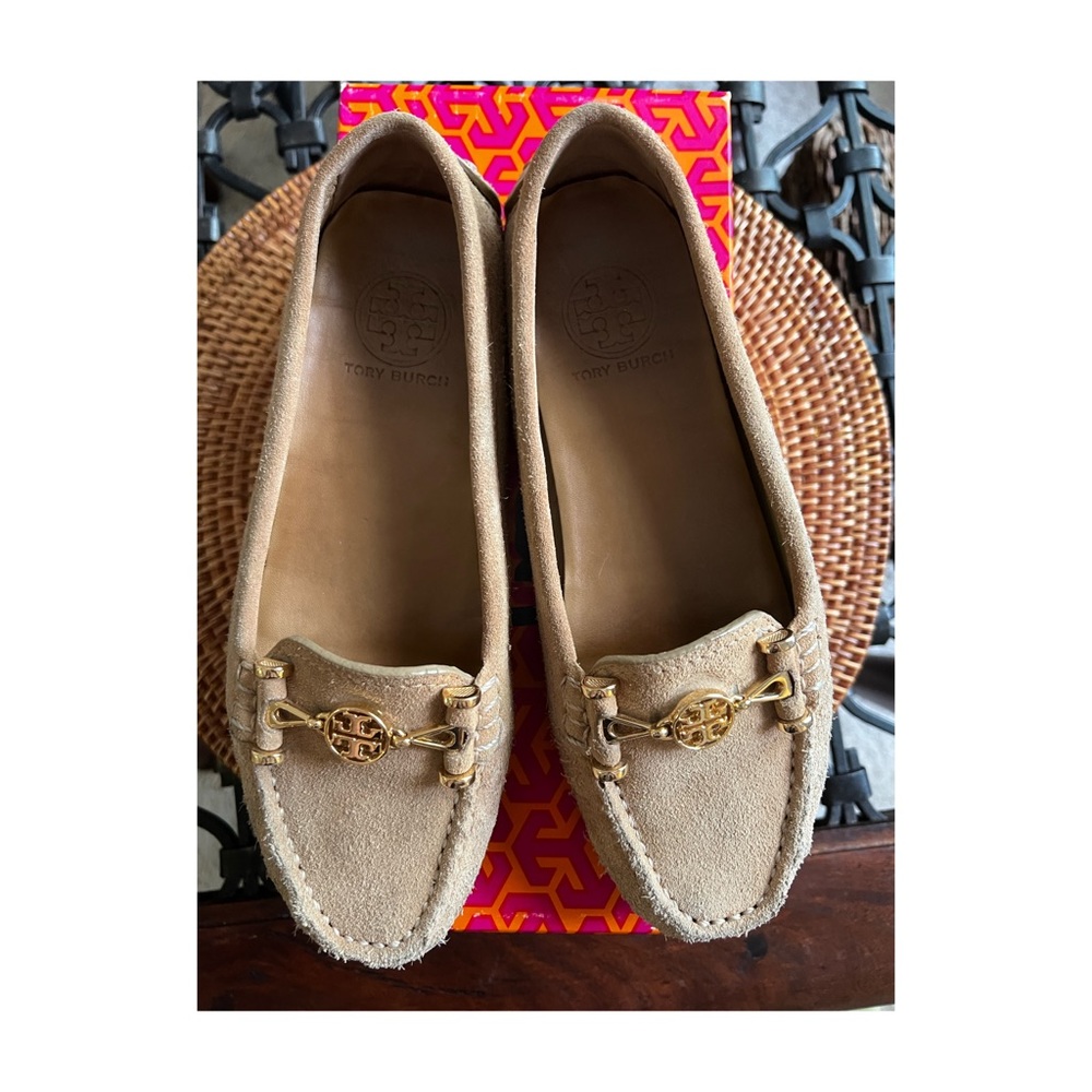 Used  Tory Burch Loafers Daria Driver - Split Suede Walnut  size 6.5